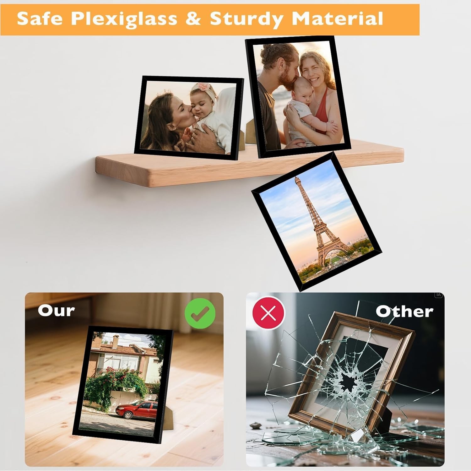 8X12 Picture Frames Black 1 or 2-Pack HIGH Definition Glass Front Cover Displays