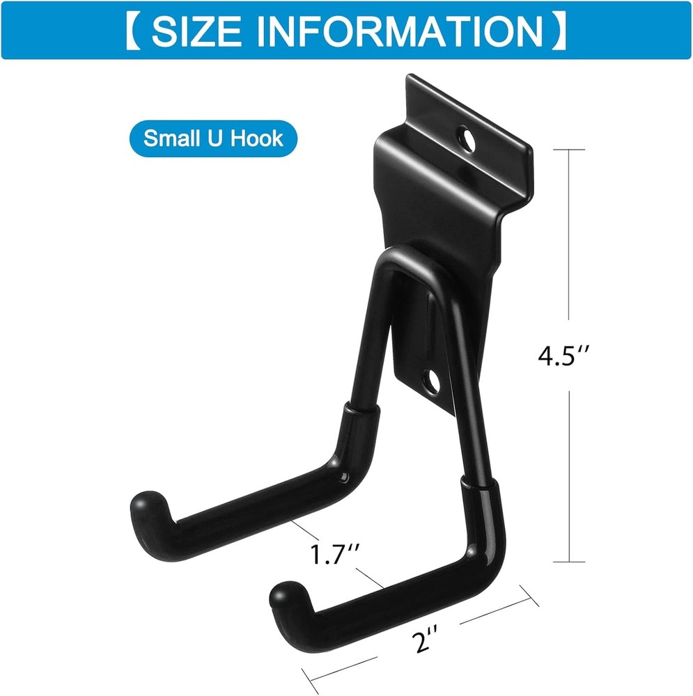 12Pack Slatwall Hooks Heavy Duty Accessories 12PC U Hooks, Black