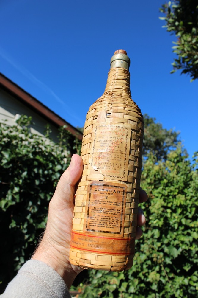 Vintage Triple Sec Wicker Wrapped Wine Bottle