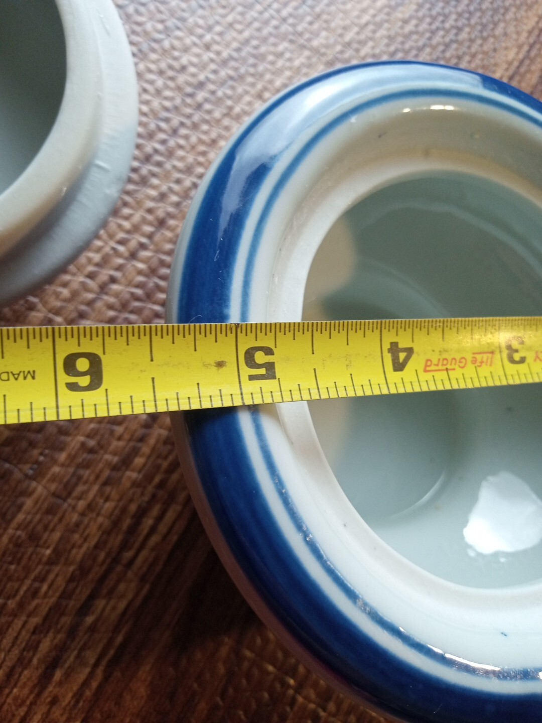 Bombay Company Blue and White Sugar Bowl Ceramic Circle Low Pot Top Lid