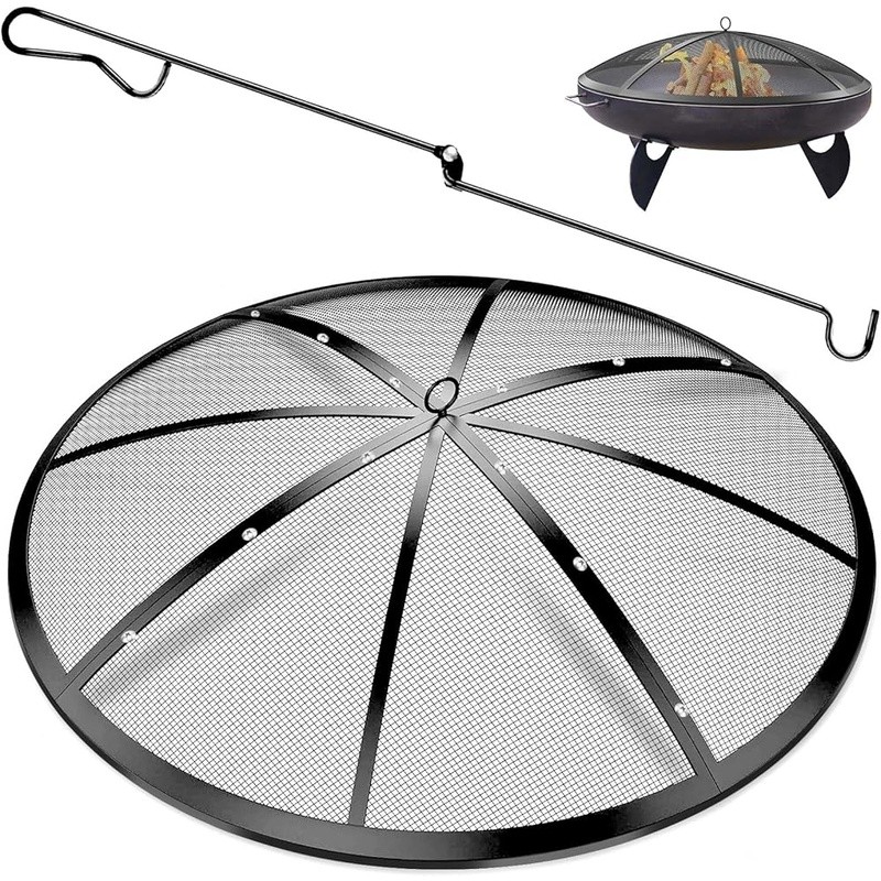 Heavy Duty Fire Pit Spark Screen Durable Outdoor Metal Cover Campfire Shield New