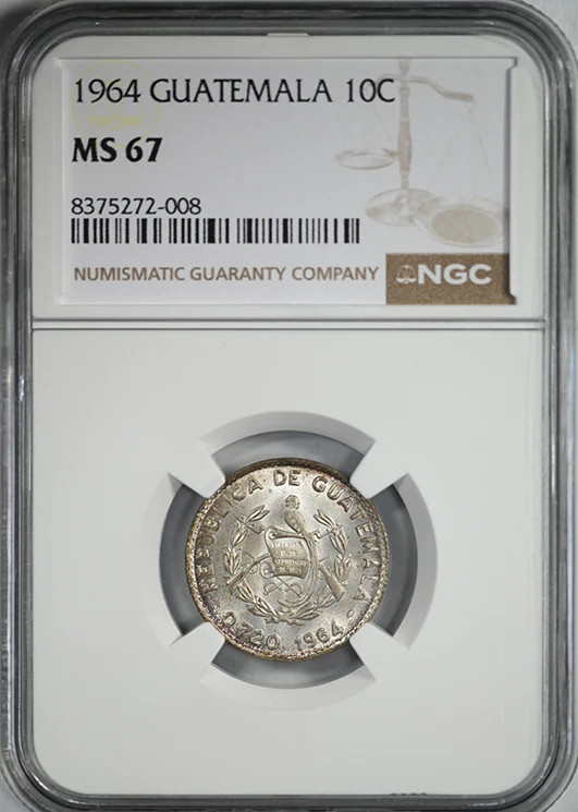 1964 Guatemala 10C Centavos NGC MS67