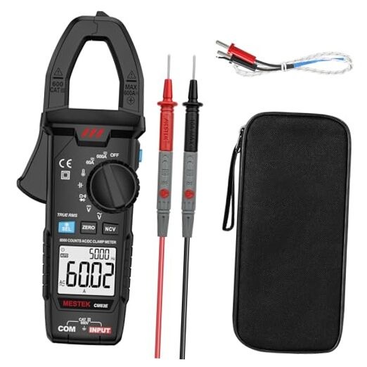 Clamp Meter, Digital Clamp Multimeter Voltage 600A AC DC Current Meter Black