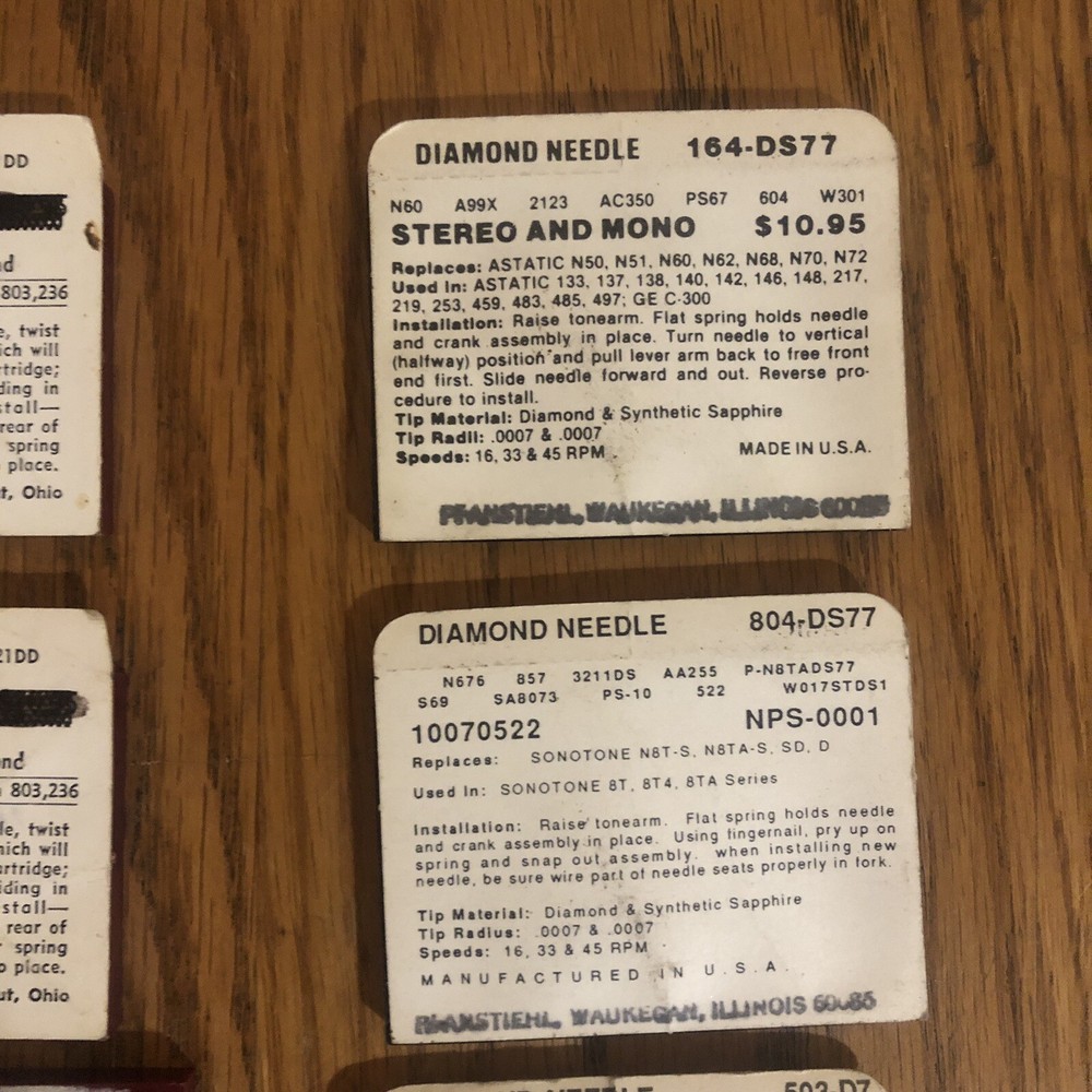 JUKEBOX NEEDLES ( 8 ) TOTAL, ( NOS ) SEALED IN PACKAGES !