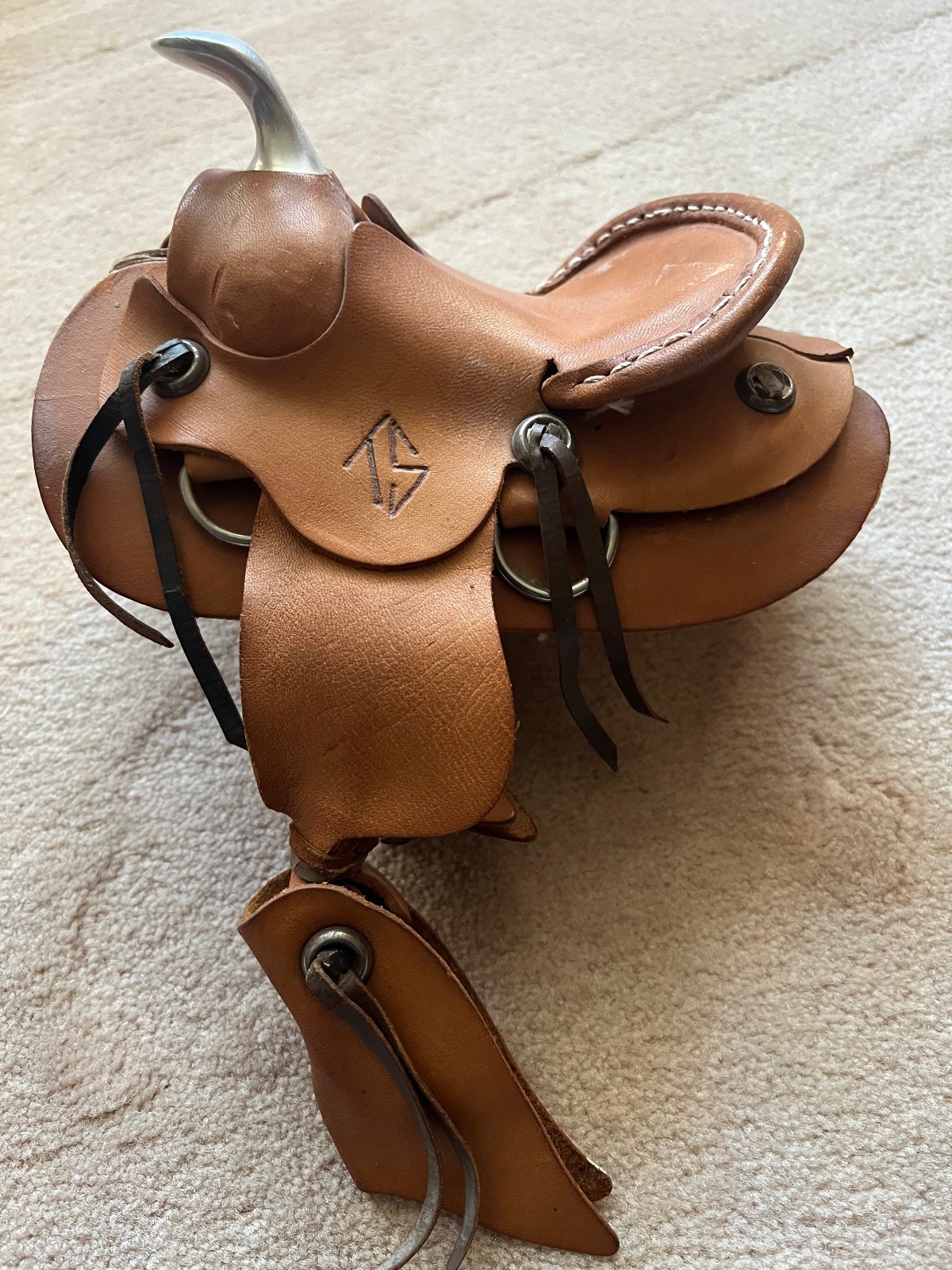 Miniature Western Saddle Salesman Sample Vintage Seat Length 9.5 Inches Ranch
