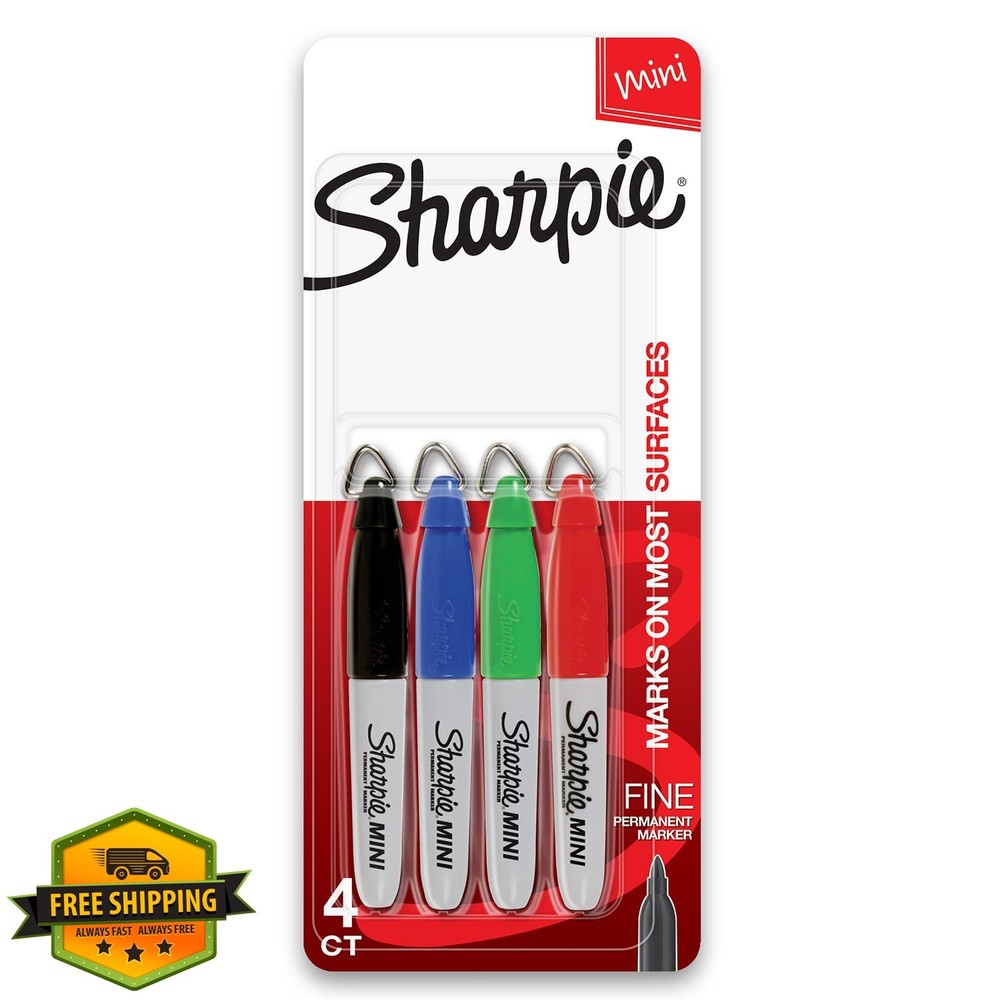 Sharpie Mini Permanent Markers, Fine Point, Assorted Colors, 4 Ct