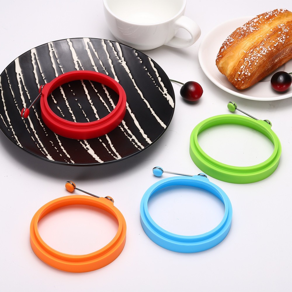 4 Pcs Round Egg Rings, Silicone Egg Pancake Rings Set, Blue