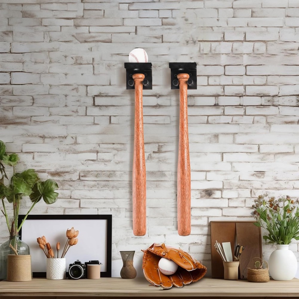 Tebery 2 Pack Baseball Bat Rack, Baseball Bat Holder for Wall, Baseball Softb...