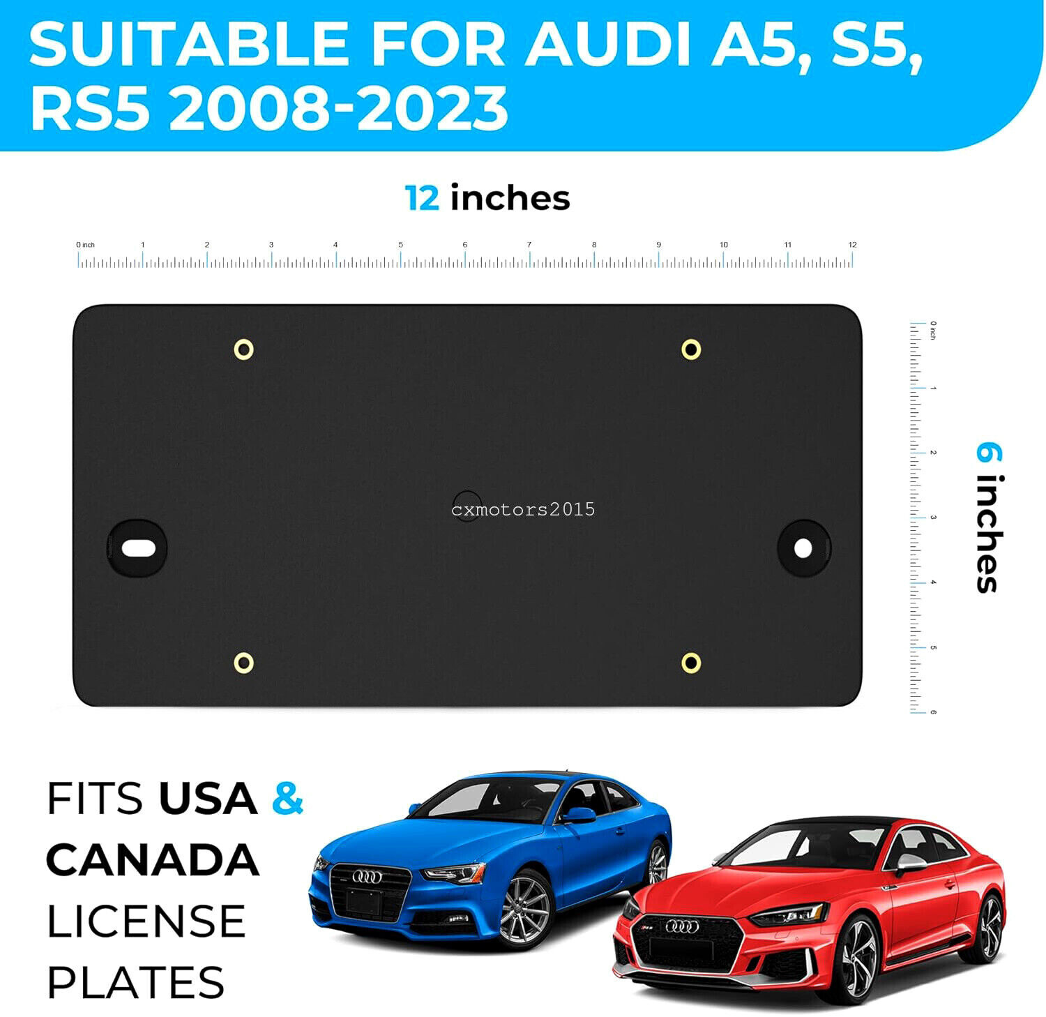 Rear Bumper License Plate Bracket Tag Holder for 2013-2023 Audi A4 A5 A6 A7 A8