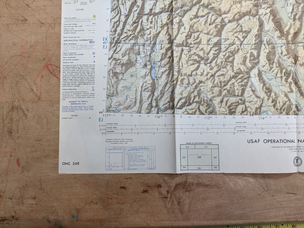 VTG USAF Aviation Sectional Topographical Navigation Chart Map Bitterroot Range