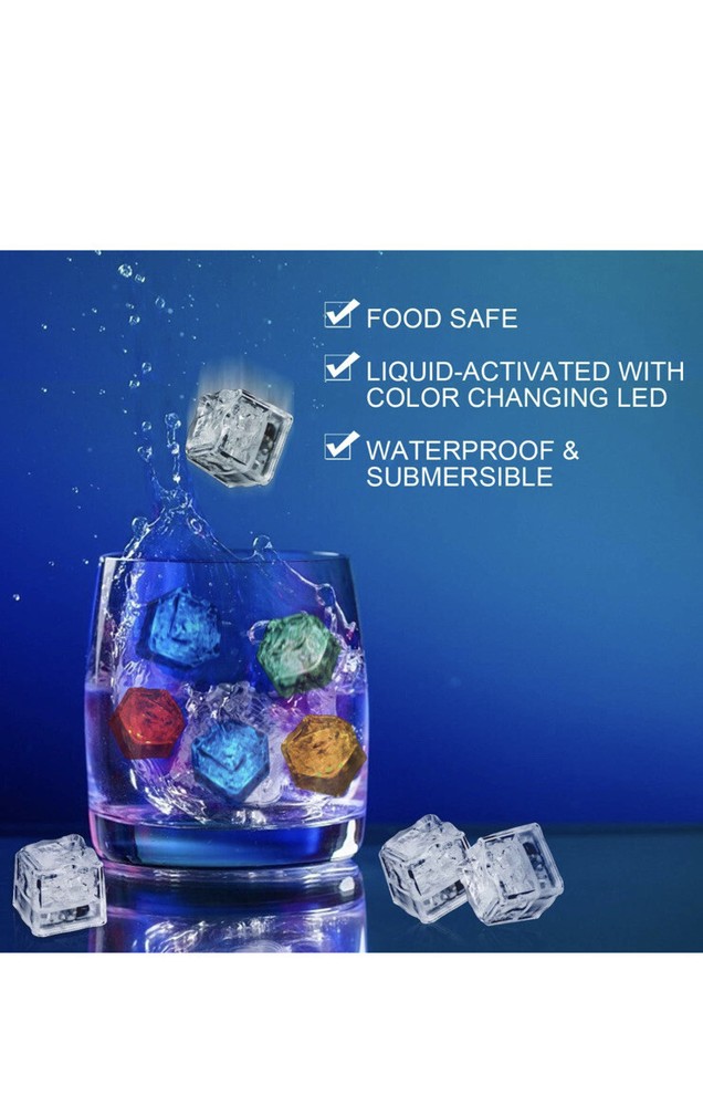 Light Up Ice Cubes,60 Pack Color Changing Led Ice Cubes for Drinks Glow