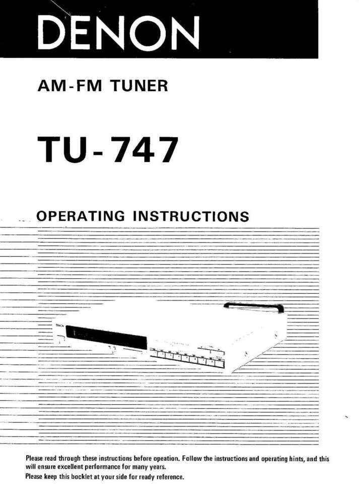 Denon TU-747 Tuner Owners Manual