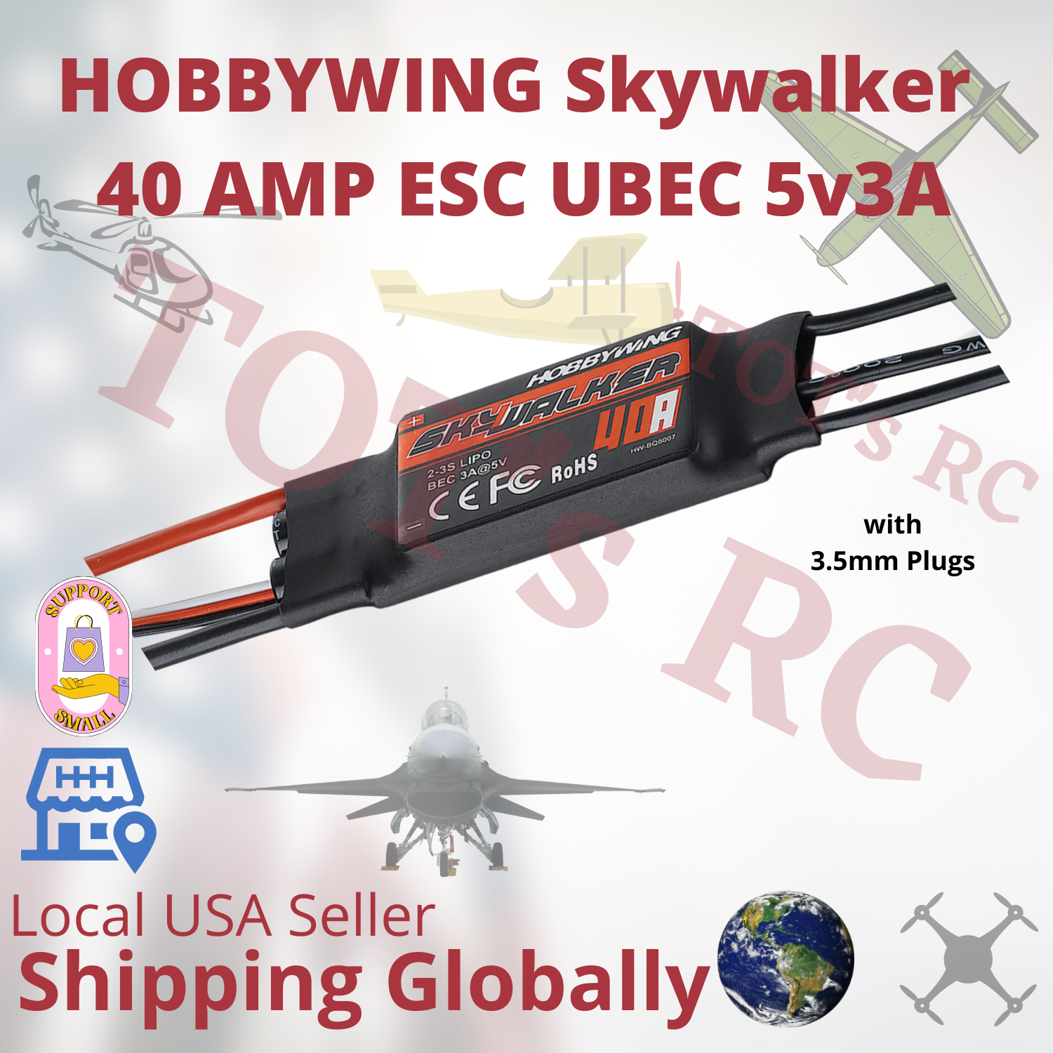 Hobbywing Skywalker 12A 20A 30A 40A 50A 60A 80A 100amp ESC 2-6s w/BEC