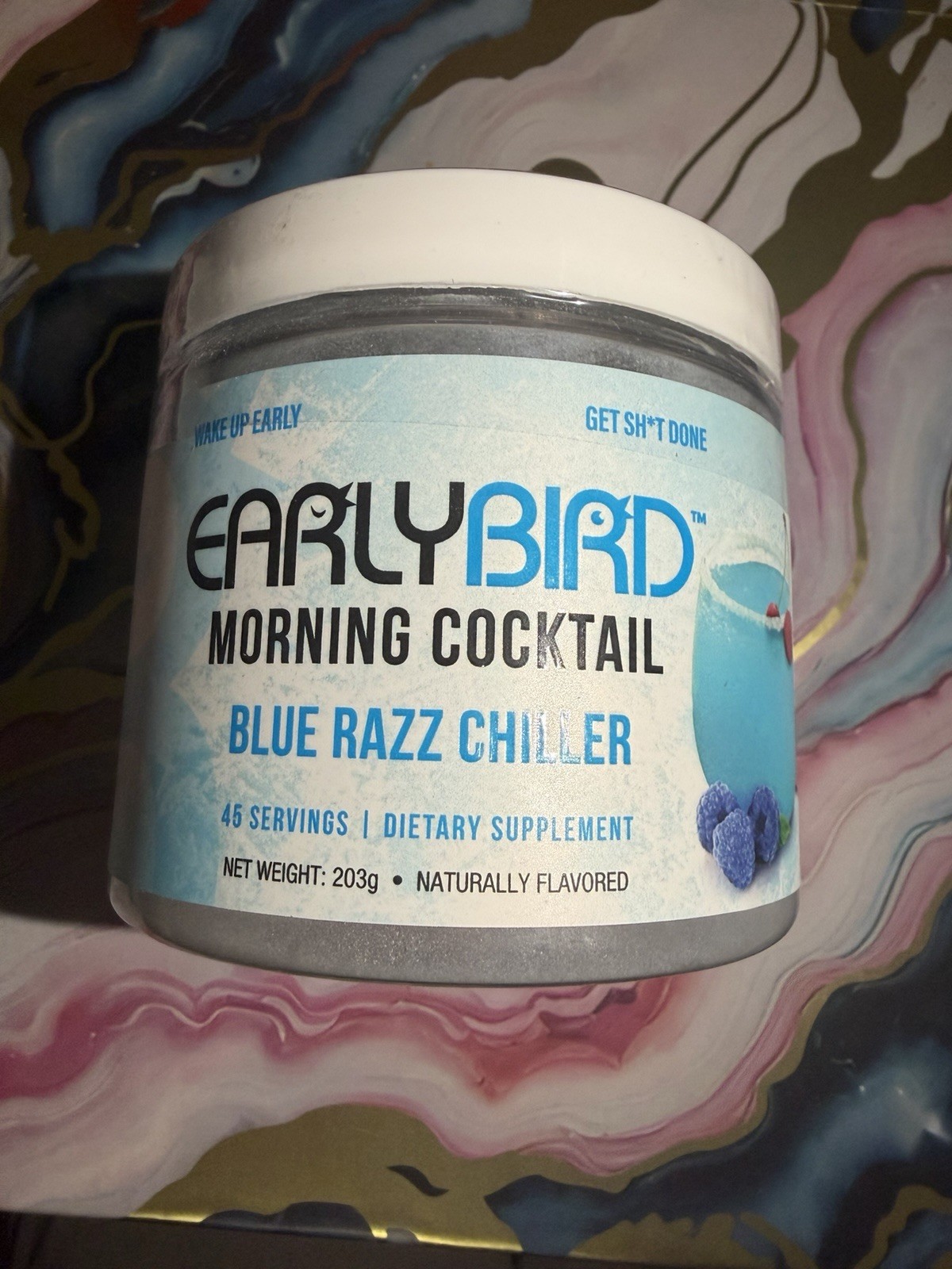 early bird morning cocktail Blue Razz Chiller
