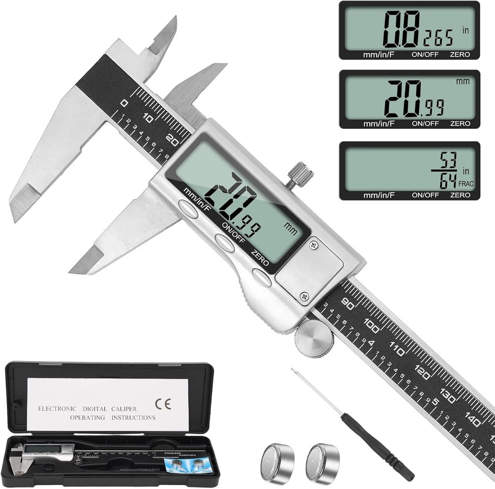 Digital Caliper Measuring Tool, 6 Inch Tool with Large LCD Screen,...