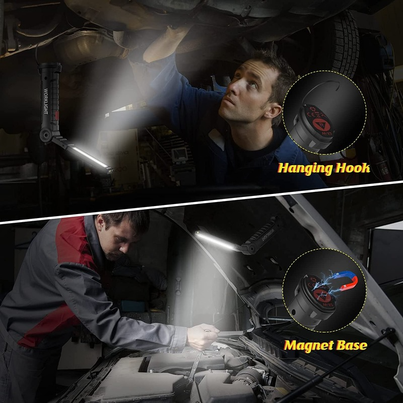 2x USB Rechargeable COB LED Work Light Magnetic Flashlight Hand Lamp Inspection