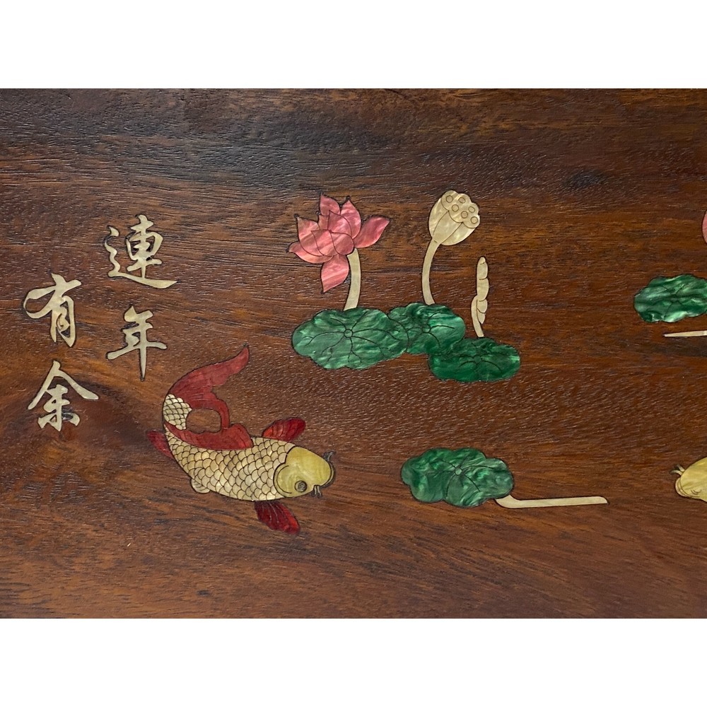Chinese Brown Wood Scroll Rectangular Table Top Stand Display Easel ws1933