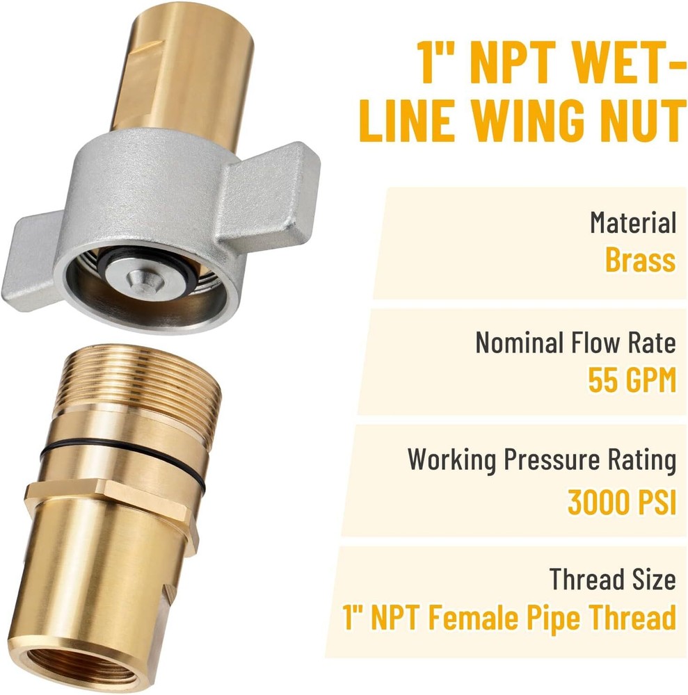 1pcs 1" NPT Wet-Line Wing Nut Hydraulic Quick Disconnect Coupler / Coupling Set