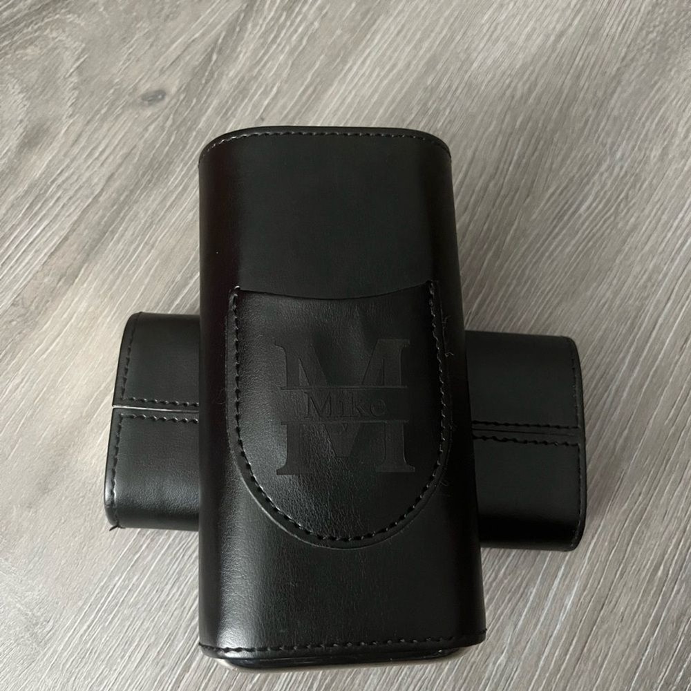 Mike (Personalized) Black Leather Cigar Case