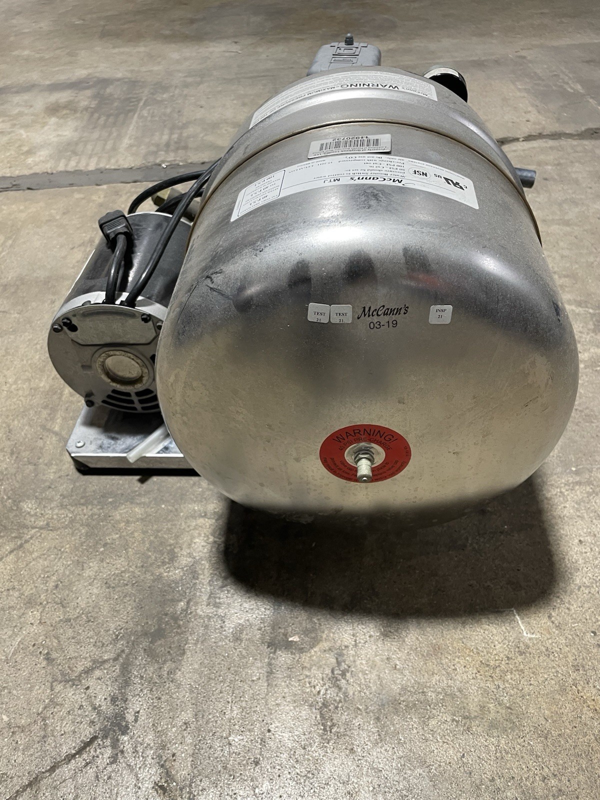 McCann's 2.0 Econo Booster, MTJ 4.4 Gallon Water Booster System 03-19 Soda