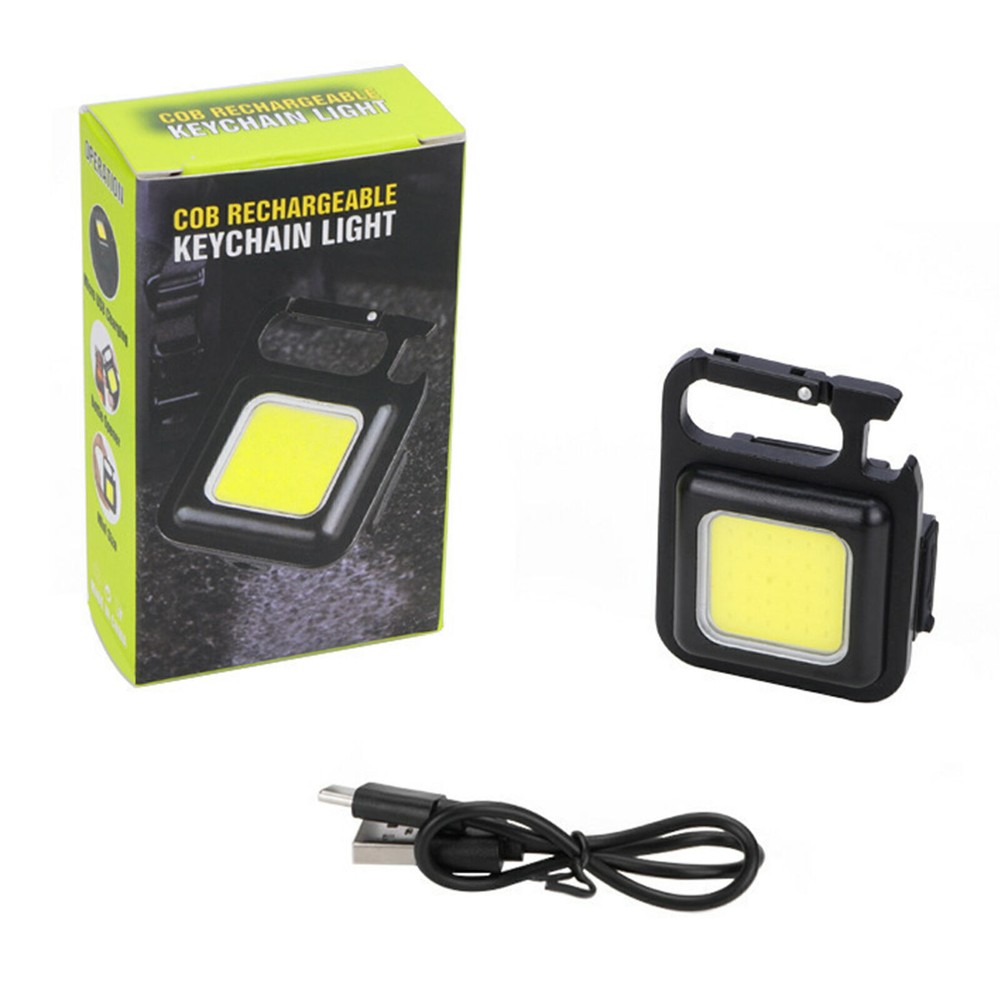 COB Mini Flashlight Portable Keychain LED Work Light USB Rechargeable Waterproof