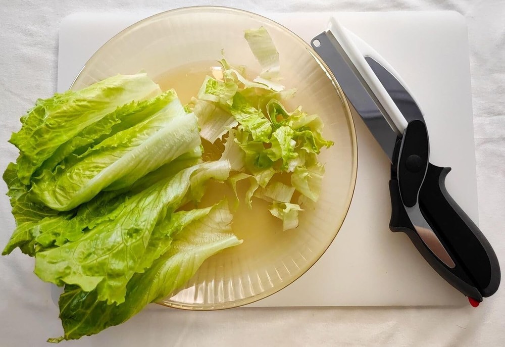 Stainless Steel Salad Scissors with Built-in Cutting Board Sharp Kitchen Tool