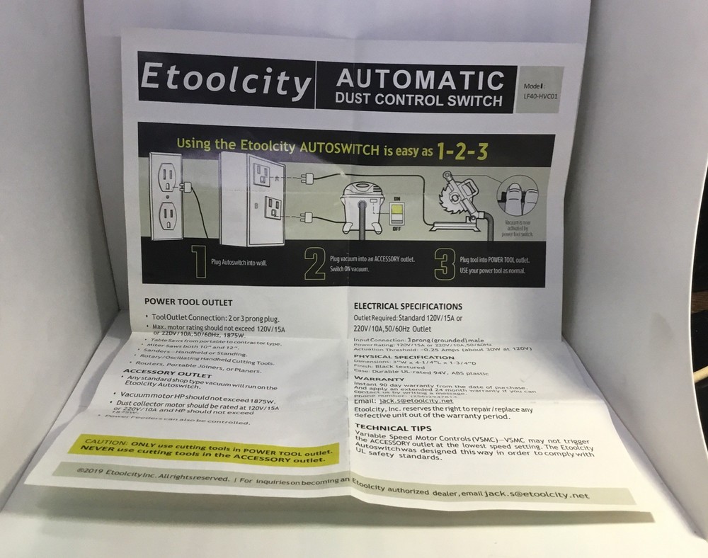 Etoolcity LF40-HVC01 Automatic Dust Control Switch Vacuum Tool Power