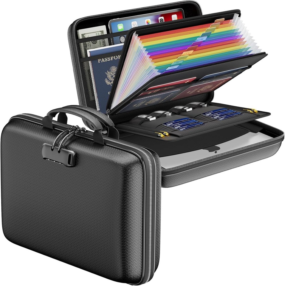 DocSafe Fireproof File Organizer with Lock, Hard-Shell Case Fireproof Document