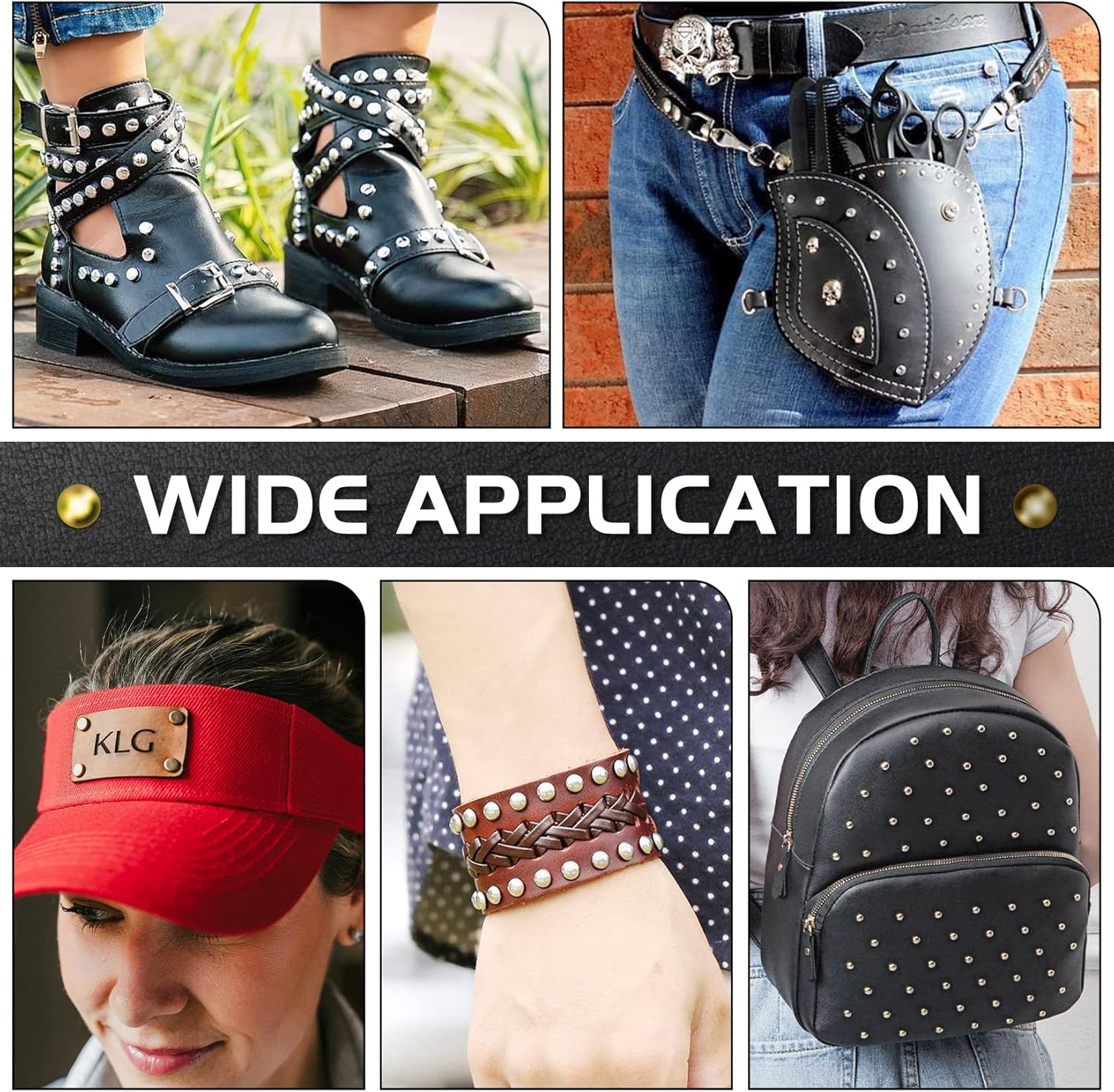 Jetmore 480 Pack Leather Rivets, Brass Rivets for Fabric, Leather Rivet Kit, Dou