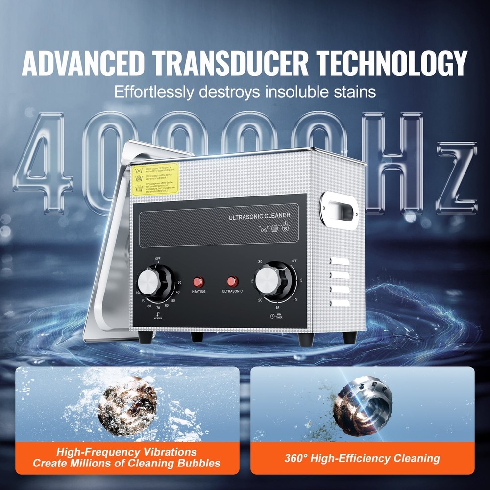 3L Digital Ultrasonic Cleaning Device W/ Heating Function & Timer Including