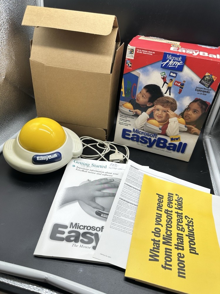 Microsoft Easyball Vintage Children’s Navigation Trackball PC Device-untested