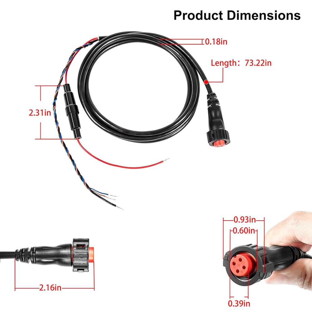 010-12445-00 Power/Data Cable Threaded 4-Pin for Garmin Transducers echoMAP