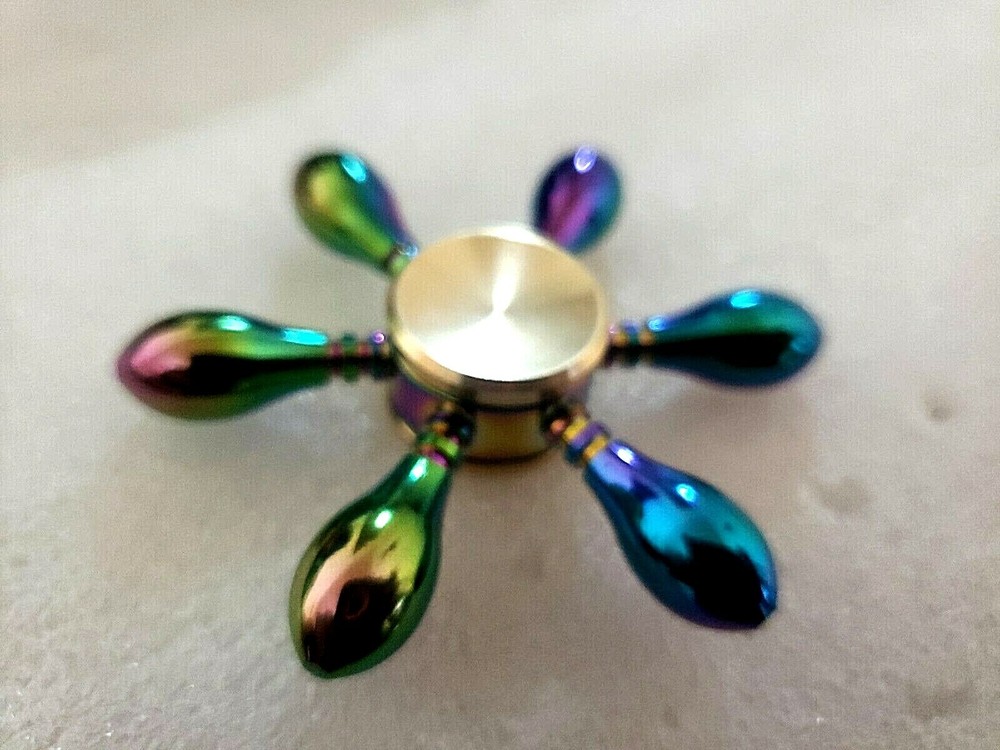 Rainbow Bowling Pins Solid Brass Fidget Spinner Toy Good Quality ADHD Focus EDC