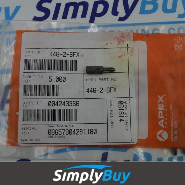 446-2-SFX Apex 1/4'' Sel-O-Fit #2 Hex Insert Bits, Limited Clearance