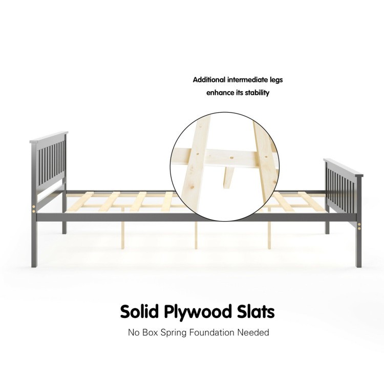 Solid Wood Platform Bed with Headboard, Slats, 12” Storage, Easy Assembly