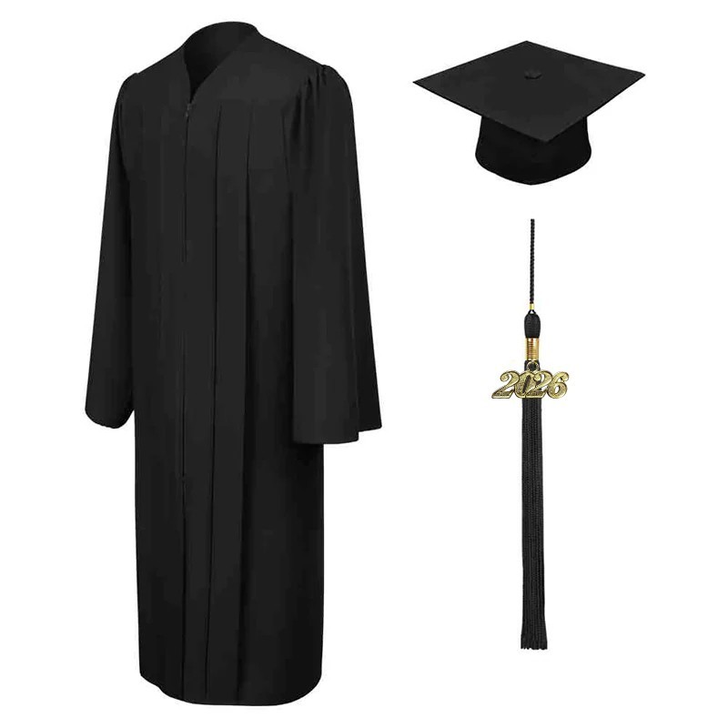 Matte Black High School/Bachelor Graduation Cap & Gown