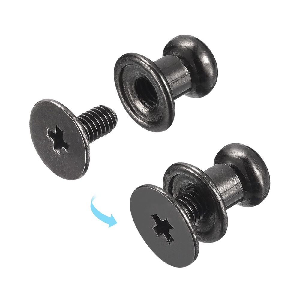 20Pack 6mm Ball Head Stud Rivets Screw Back Button Nipple Rivet Metallic Black