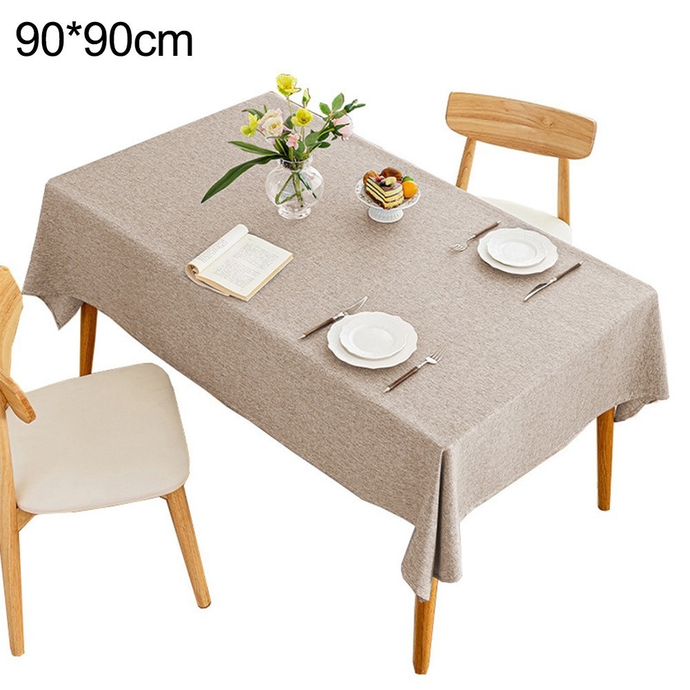 Khaki Cotton Linen Tablecloth Waterproof for Rectangular For Dining Tables