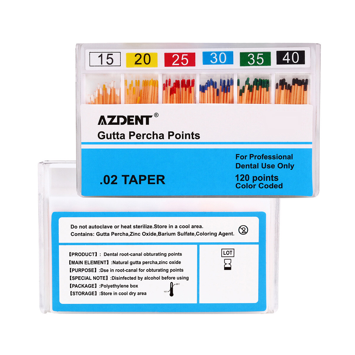 AZDENT Puntos de Gutapercha/Puntos de Papel Absorbente Endodoncia Dental USA