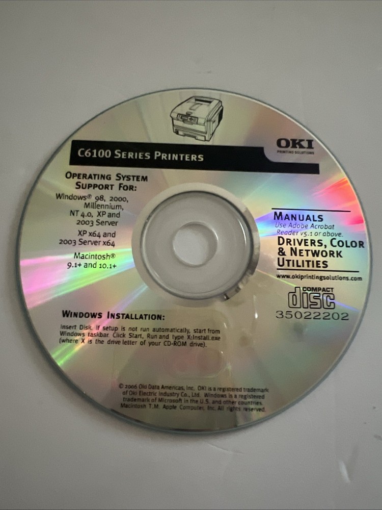 Oki C6100 Series Printers Driver Software CD DVD only For MAC and Windows