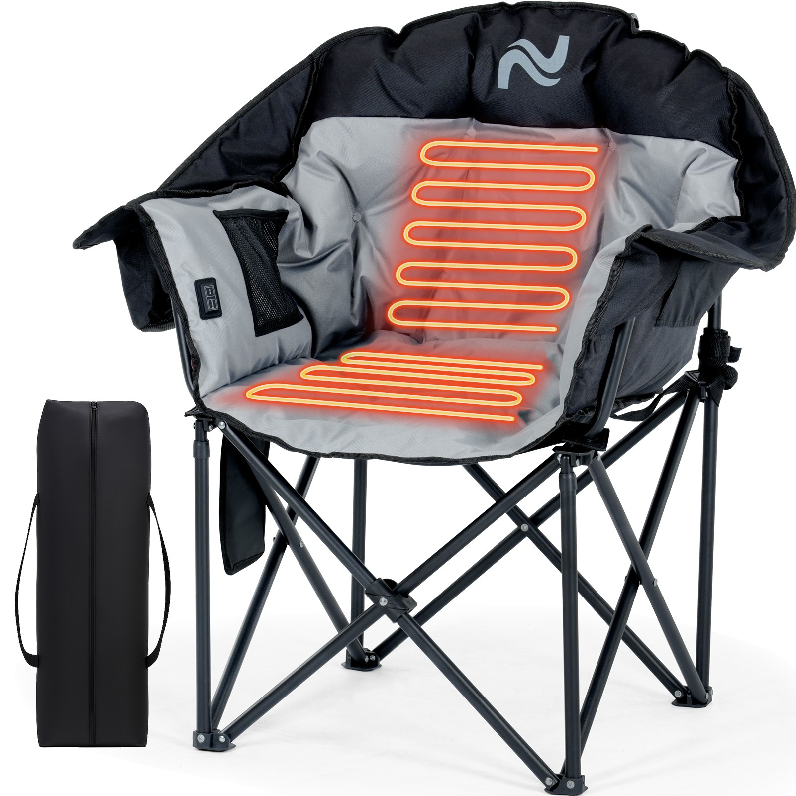NAIZEA Heated Camping Chair Padded Patio Lounge Chairs 3 Heat Levels 20" W Seat