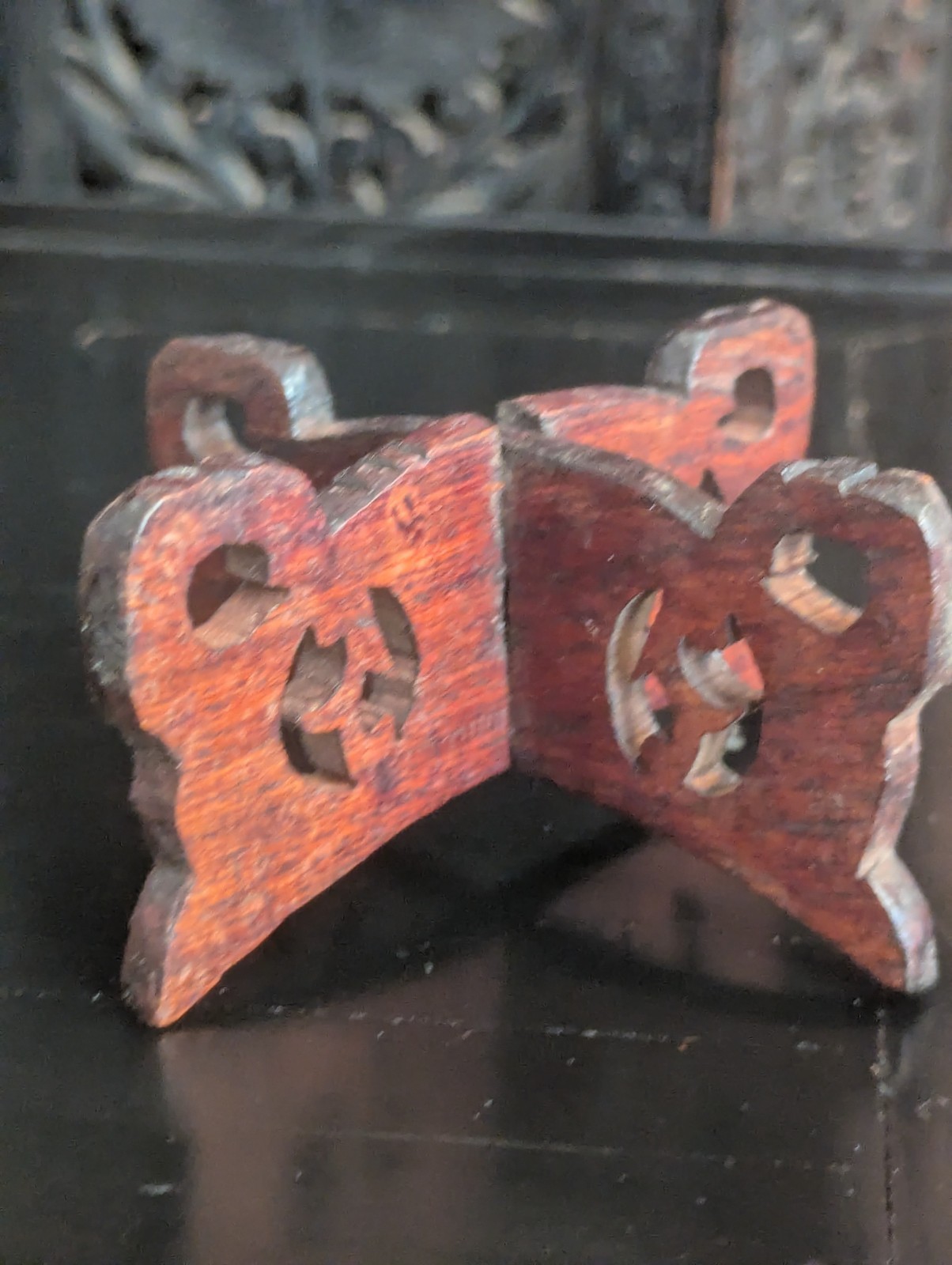 Vintage Chinese Carved Wooden Display Stand Vase Art Base Used