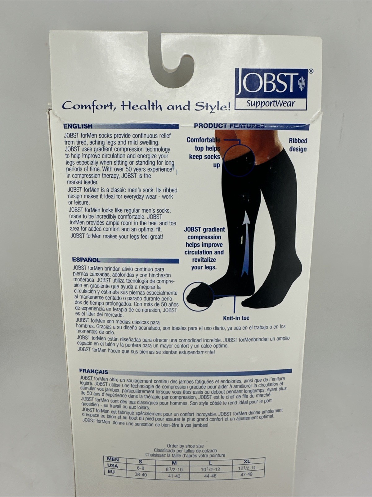 JOBST SupportWear Mild Compression Men's Large Knee High Socks~8-15 mmHg Black