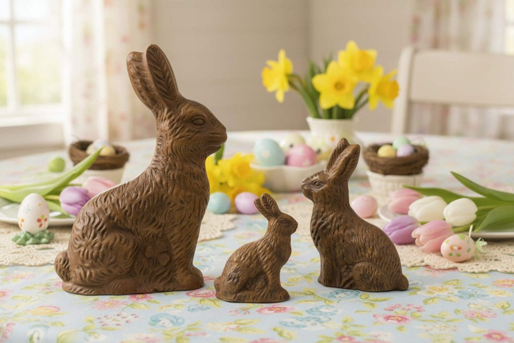 Primitive Spring Easter Resin Chocolate Bunny Large 8"