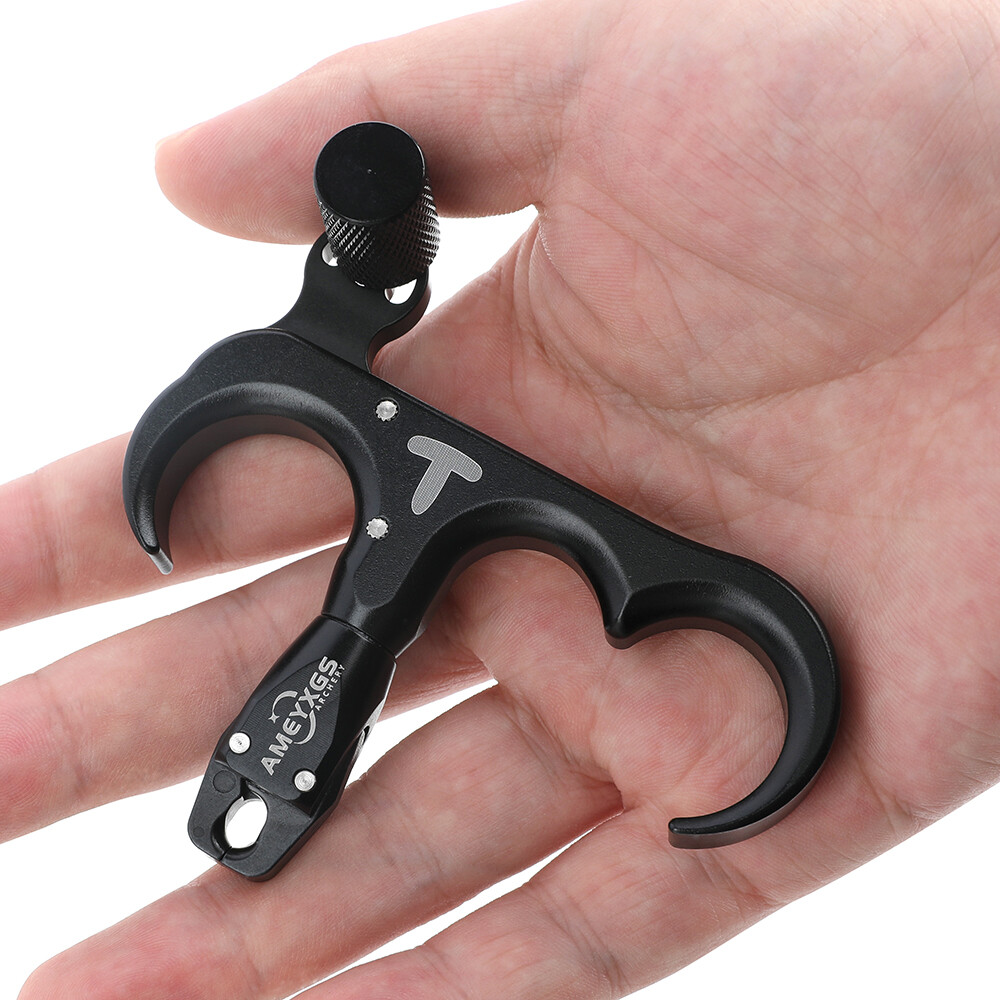 Compound Bow Release Aids Trigger 3 Finger Grip Thumb Caliper Archery Hunting