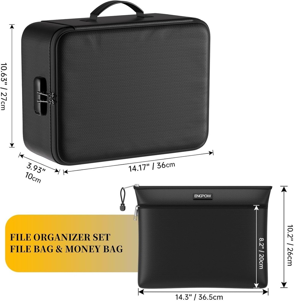 Fireproof Document Bag with Lock, 5 Layers Protection