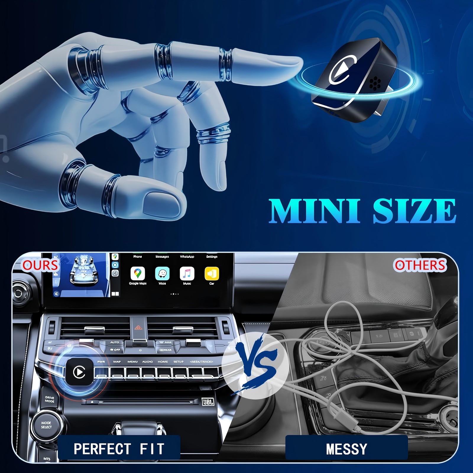 Wireless USB Carplay Adapter Dongle For iPhone Apple Android Auto Plug &Play