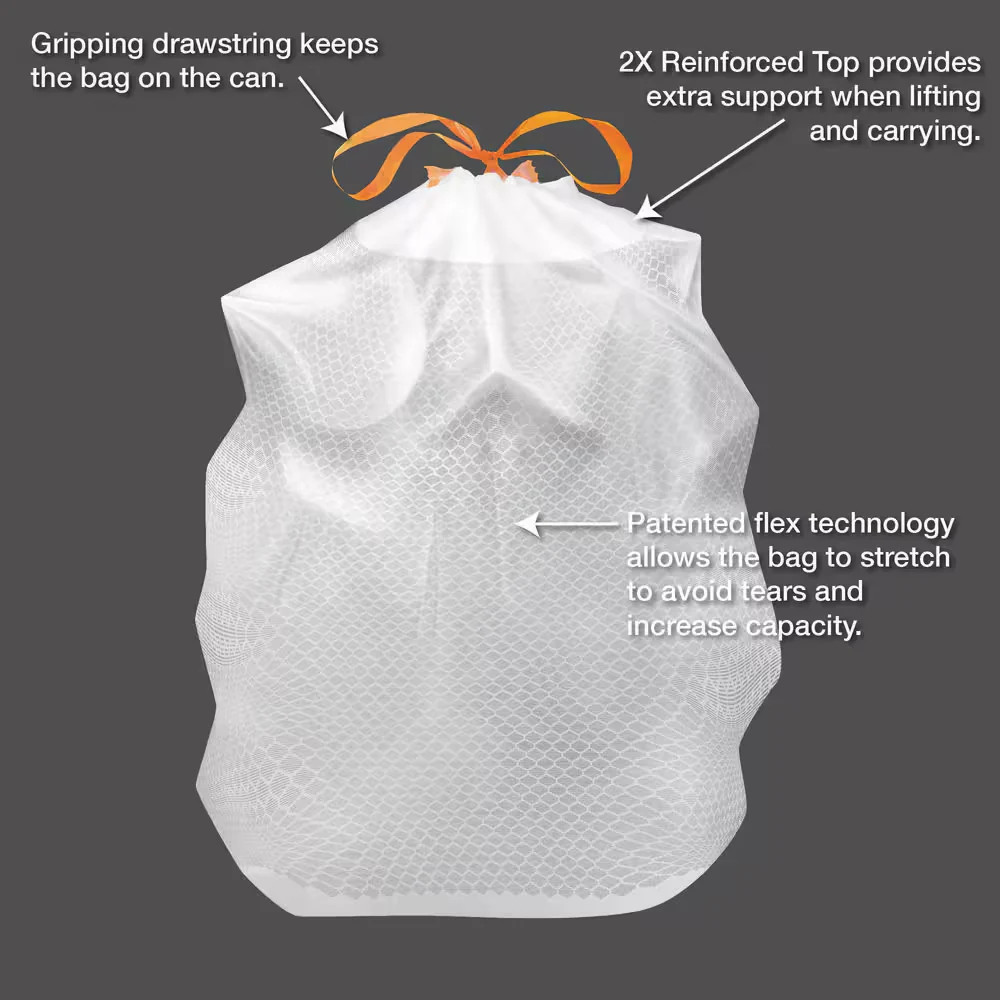 13 Gallon Fresh Scent Tall Kitchen Trash Bags with Drawstring, 200-Count