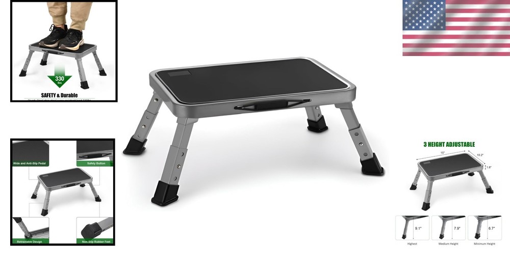 Multi-Purpose Foldable Step Ladder with Thick Rubber Feet - 330lbs Capacity