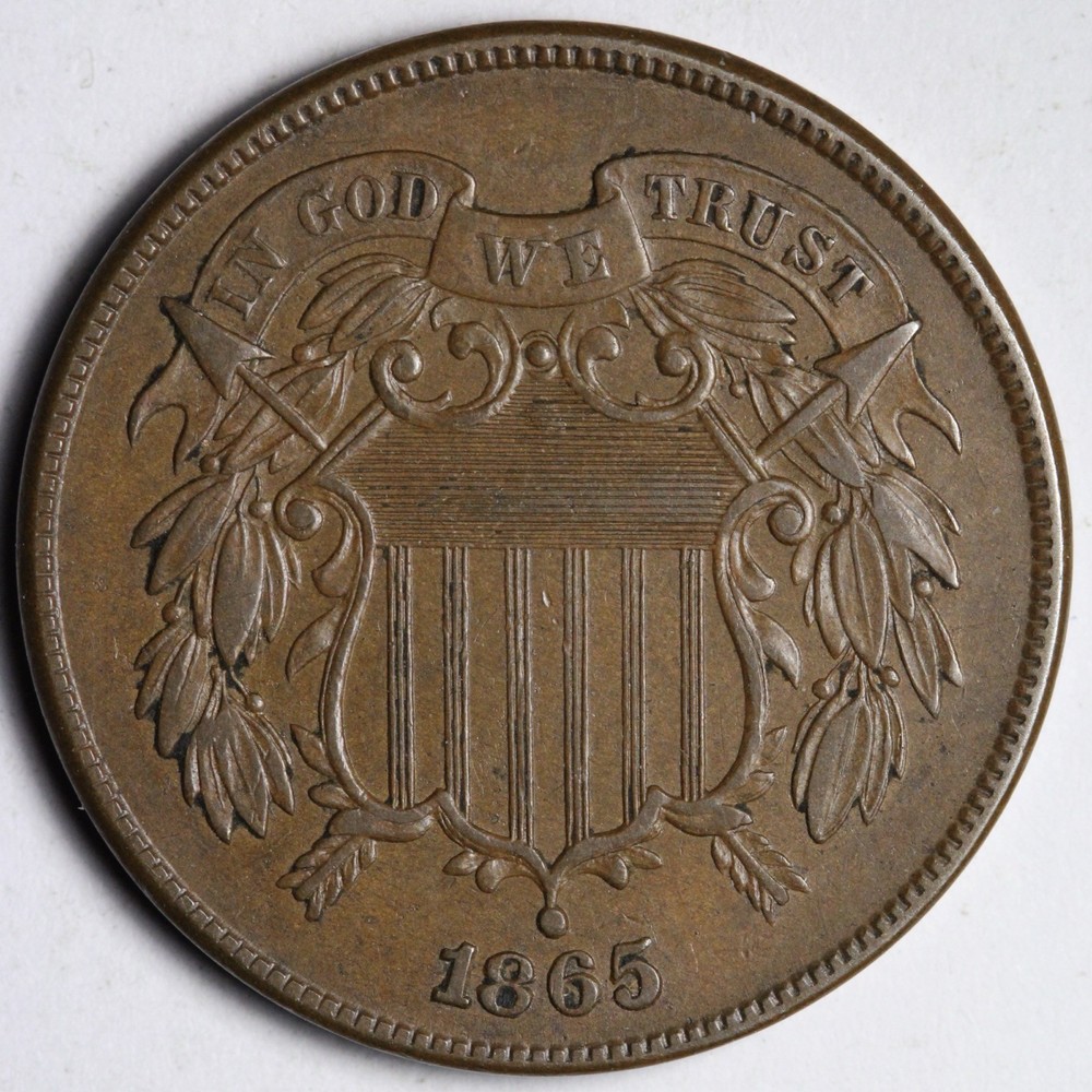 1865 Plain 5 Two Cent Piece UNC *UNCIRCULATED* MS E218 QUILM